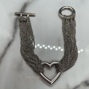 Tiffany’s 925 Silver Heart Chain y2k Bracelet vintage 7.5”